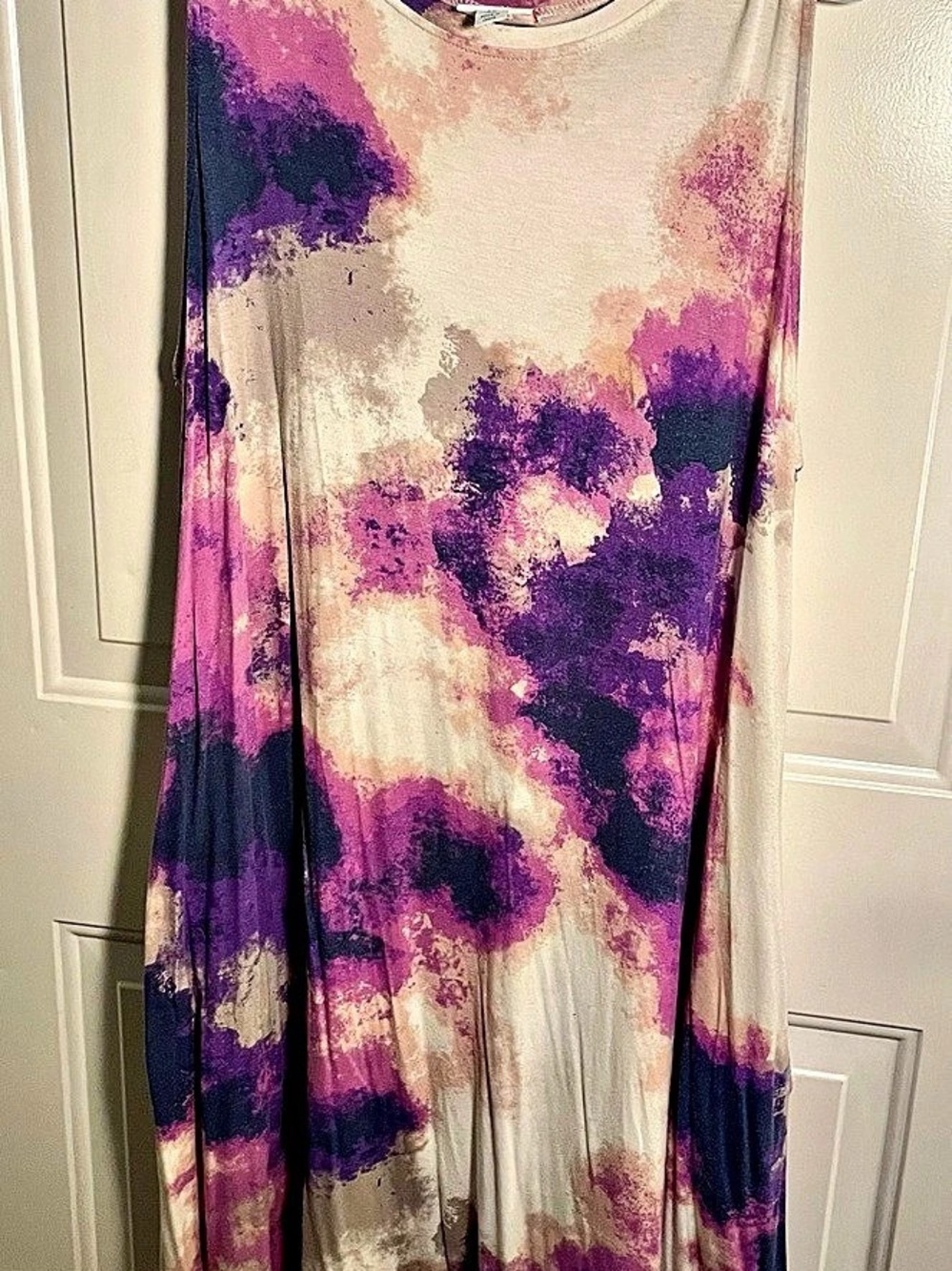 LuLaRoe XL Purple Pink Watercolor Swing Dress with Pockets | Boho